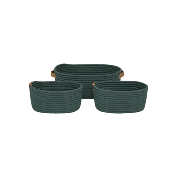 5 Simply Smart Duo Bathroom Basket Ficus Green And Brown 12×25×35Cm 3Pieces