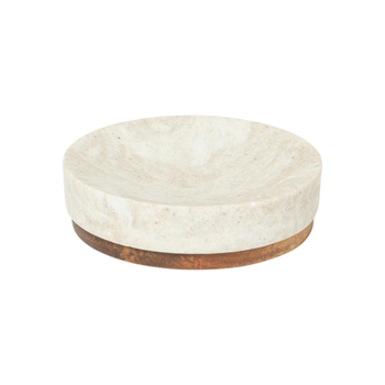 5 Simply Smart Como Marble Effect Round Soap Dish Beige And Brown 2.8 × 10.8 × 10.8Cm