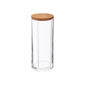 5 Simply Smart Selena Cylindrical Cotton Pad Dispenser Clear And Brown 17.6 × 7 × 7Cm