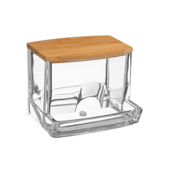 5 Simply Smart Selena Cotton Swab Dispenser Clear And Brown 7.4 × 8 × 9.3Cm