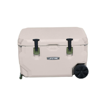 Lifetime High Performance Camping Cooler With Wheels Pumice Stone And Army Green 61.5L