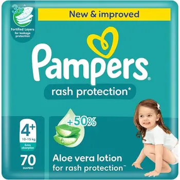 Pampers Rash Protection Taped Diapers Size 4+ 70 Pieces