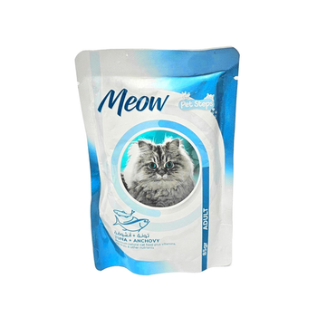Meow Adult Cat Food Tuna & Anchovy 85g