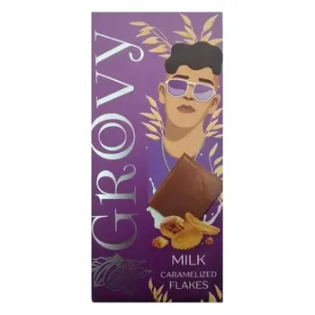 جرووفي شوكولاتة بالحليب ورقائق الذرة والكراميل 80جرام