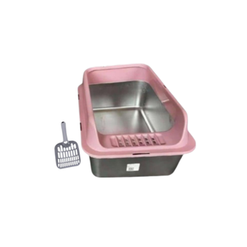 Pets Time Stainless Steel Cat Litter Box With Scoop In Multiple Colors Medium Size 1Piece