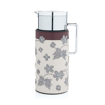 Blends Tea And Coffee Flask Shinny Silver With Beige Floral Holder From Tila 1Piece