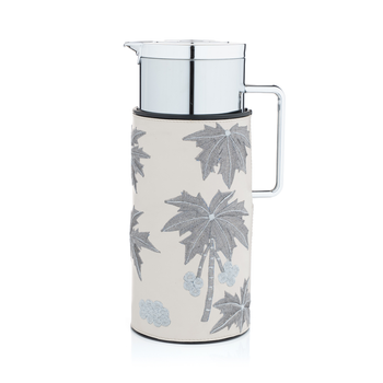 Blends Tea And Coffee Flask Shinny Silver With Beige Palm Holder From Tila 1Piece