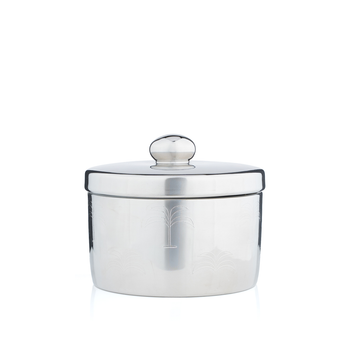 Blends Silver Date Bowl With Lid And Palm Pattern From Aseeb 2Pieces