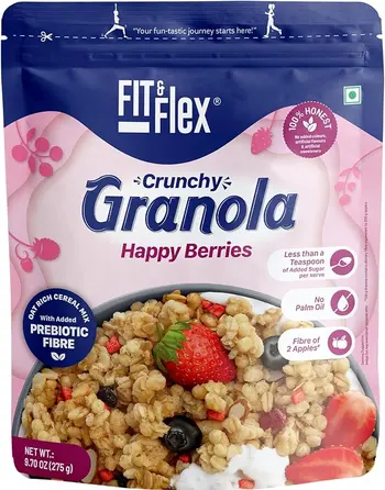 فيت آند فليكس حبوب جرانولا مخبوزة  / هابي بيري / غنية بالشوفان مع نسبة عالية من البروتين والألياف 275جرام