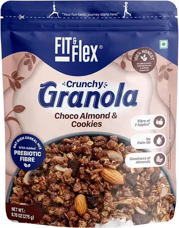 Fit & Flex Baked Crunchy Granola Chocolate Cookies & Almond Oat Rich Cereal with High Protein and Fibre 275g