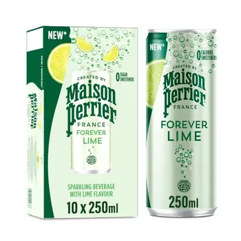 بيريير مياه الينابيع الغازية بنكهة الليمون الطبيعية علبة 10×250مل