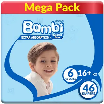 Sanita Bambi Baby Diapers Mega Pack Size 6, Xx-Large, +16 Kg, 46Pieces