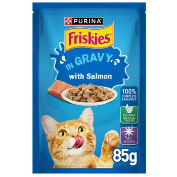 بورينا فريسكيس طعام القطط رطب سمك السلمون في المرق 85جرام