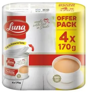 Luna Evaporated Milk 4x170g Pack
