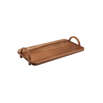 Bien Servi Rectangular Acacia Wood Tray with Handle Brown 8 x 20 x 40Cm 1Piece