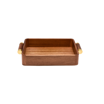 Bien Servi Elegant Design Rectangular Acacia Wood Tray Brown 6.1 x 23 x 35Cm 1Piece