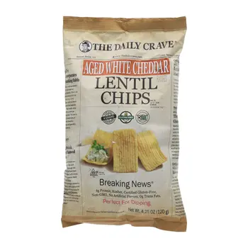 The Daily Crave Aged White Cheddar Lentil Chips 120g