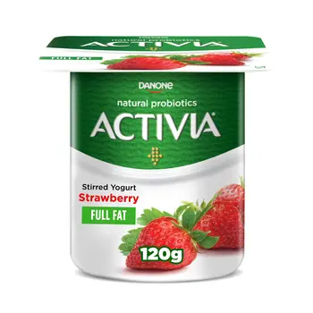 Activia Stirred Yogurt Dairy Snack with Probiotics Full Fat Strawberry Yogurt 120g
