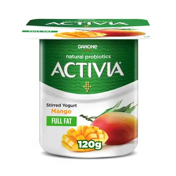 Activia Stirred Yogurt Dairy Snack with Probiotics Full Fat Mango 120g