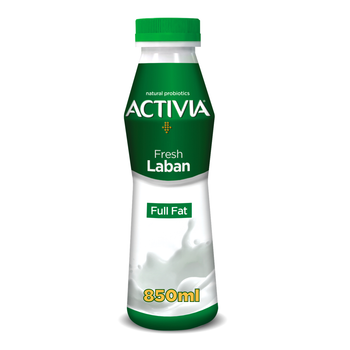 Activia Plain Dairy Full Fat Laban Yogurt with billions of Probiotics 850ml