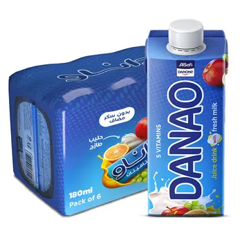 Danao 5 Vitamins Juice Drink with Fresh Milk, With Vitamins A, B, C, D & E 6×180Ml