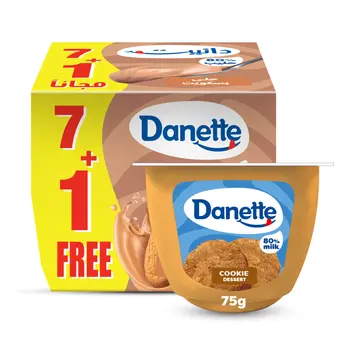 Danette Cookie Pudding Dessert Creamy Cookie Custard Made with 80% Milk Pack of 8x75g