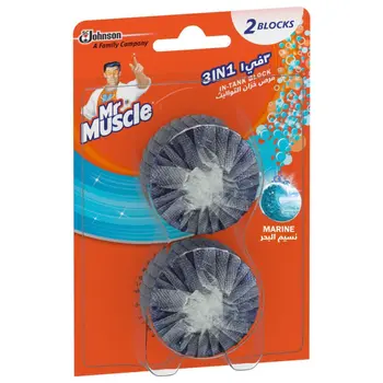 Mr Muscle Toilet Cleaner In-Tank Block with Marine Scent 2×50g