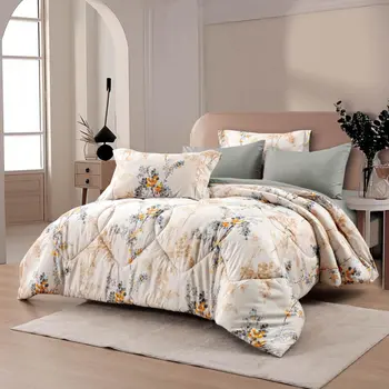 Alhabib Nova Summer Bedspread Floral Design Beige and Tiffany Queen 200×150Cm 4Pieces