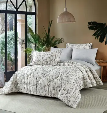 Alhabib Nova Summer Bedspread Floral Design Light Grey White Queen 200×150Cm 4Pieces