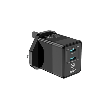 سبون راس شاحن منزليعدد 2 منافذ USB-C بقوة 45 وات- اسود 1قطعة