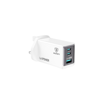 سبون راس شاحن منزلي منفذ USB + عدد 2 منافذ USB-C بقوة 65 وات- ابيض 1قطعة