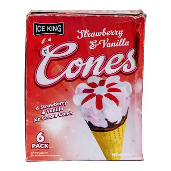Ice King Strawberry & Vanilla Ice Cream Cones 6×660Ml
