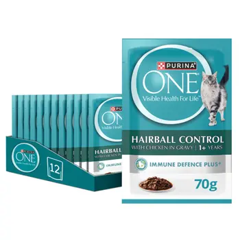 Purina One Hairball Chicken Cat Food 12×70g