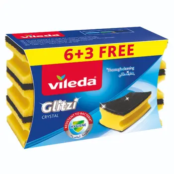 Vileda Glitzi Sponge Scourer with Cleaning Crystals 3 Pieces