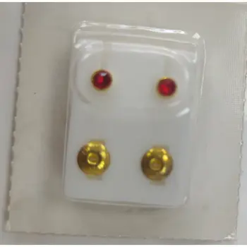 Gold Ear Rings with Red Stones Malaysia