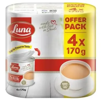 Luna Evaporated Milk 4x170g Pack