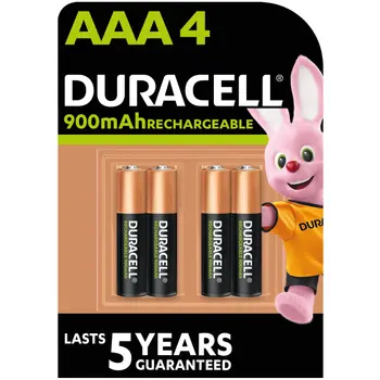 Duracell DC AAA Rechargeable Battery 900mAh 4 Pieces