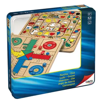 Cayro Parcheesi & Goose Metal Box FSC Wood