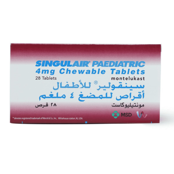 Singulair Paediatric 4 Mg  For Asthma Chewable 28Tablets
