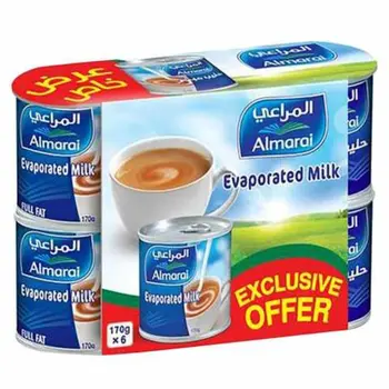 المراعي حليب مبخر 170 جم 5 + 1 مجانا1قطعة