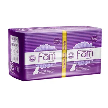 Fam Extra Thin Sanitary Pads Purple 16Pieces