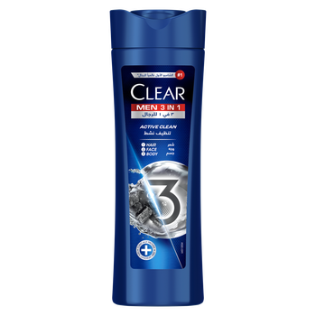Clear Men 3In1 Shampoo For Men, Active Clean, 400Ml