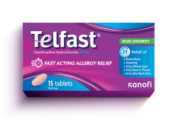 Telfast Fexofenadine HCl Antihistamine Tablets 15 Count