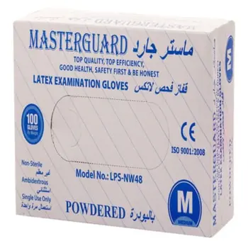 MASTERGUARD Latex Examination Gloves Medium 100 Count