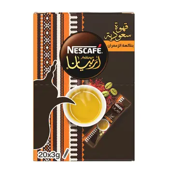 نسكافيه العربية قهوة سعودية سريعة التحضير بالزعفران 3 جرام × 20 ظرف