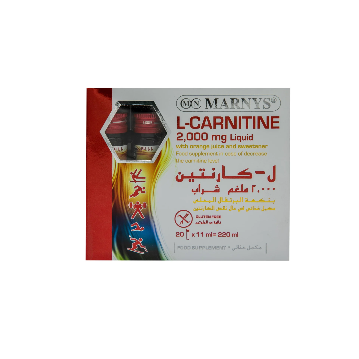 l carnitine شراب Marnys Orange L-Carnitine Liquid 20x220ml Floral From Balance to Bliss: Sixe:60 Scored Tablets