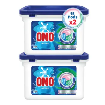 Omo 3-in-1 Laundry CapsulesEucalyptus Stain Removal Detergent 2×15Capsules