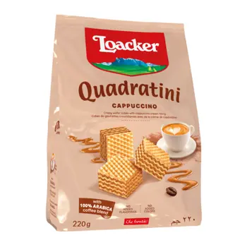 Loacker Quadratini Cappuccino Wafer Cookies 220g