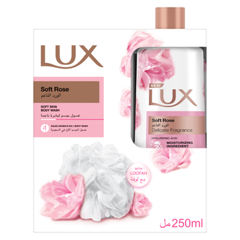 Lux Moisturising Body Wash With Loofah Soft Rose 250Ml