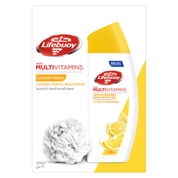 Lifebuoy Antibacterial Body Wash With Loofah Lemon Fresh 300Ml